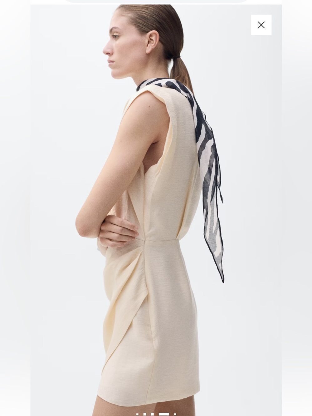 Mango Cream Sleeveless Wrap Mini Dress - Picture 2 of 7